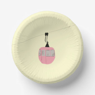 Cuencos De Papel Esquí Rosa Retro Gondola Salto Esquiador