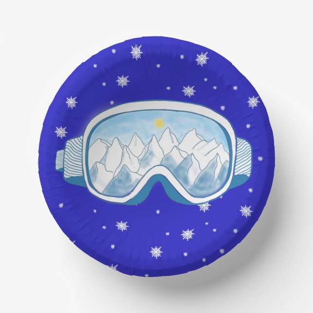 Cuencos De Papel Esquiar Goggles, danza de copas de nieve (Anverso)