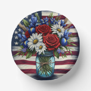 Cuencos De Papel Estados Unidos patriótico, florido y afligido