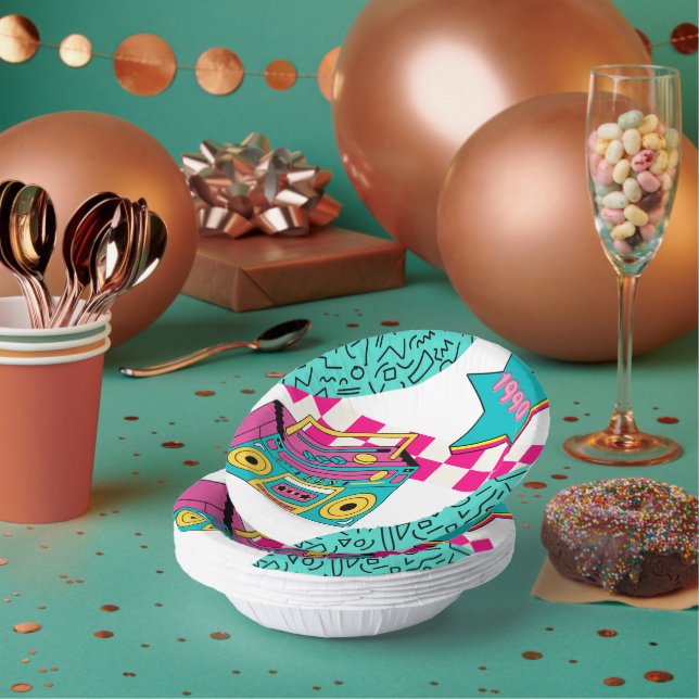 Cuencos De Papel Estilo de época 1990 estéreo (Multi)