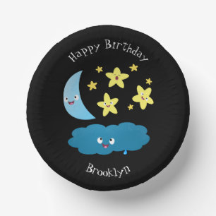 Cuencos De Papel Estrellas de canto, personalizado de luna y nube