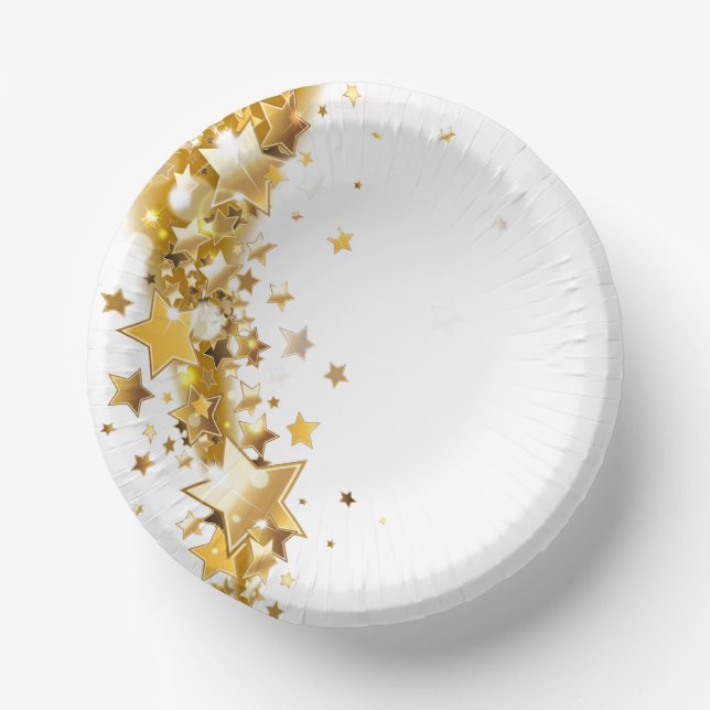 Cuencos De Papel Estrellas Doradas de Fiesta (Anverso)