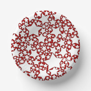 Cuencos De Papel Estrellas, Estrellas, Estrellas en Rojo y Blanco