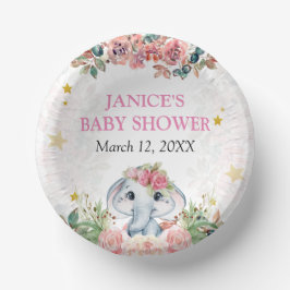 Cuencos De Papel Etiquetas de regalo de Elephant Baby Shower