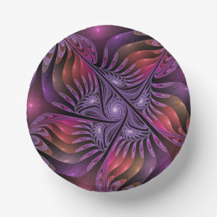 Cuencos De Papel Fantasía colorida Resumen Trippy Purple Fractal