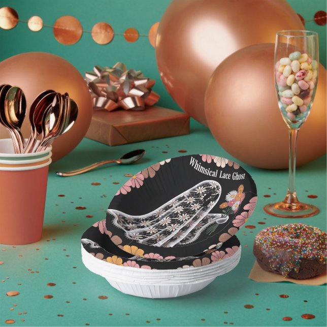 Cuencos De Papel Fantasma de encaje caprichoso Ilustracion floral (Multi)