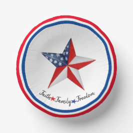 Cuencos De Papel Fe Familia Libertad Rojo Blanco Azul Estrella Patr