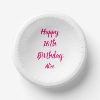 Feliz 16º cumpleaños nombre personalizado rosa Gir
