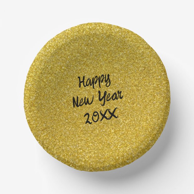 Cuencos De Papel Feliz Año Nuevo Amarillo (Anverso)