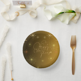 Cuencos De Papel Feliz Año Nuevo - Bolera de papel de oro