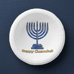 Cuencos De Papel Feliz Chanukah Menorah