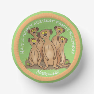 Cuencos De Papel Feliz cumpleaños a la familia meerkat personalizad