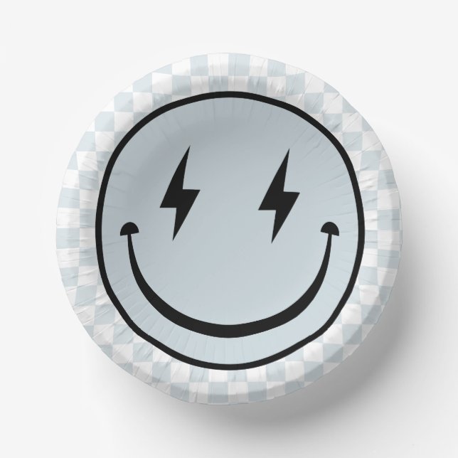 Cuencos De Papel Feliz cumpleaños de Groovy Blue Boy (Anverso)