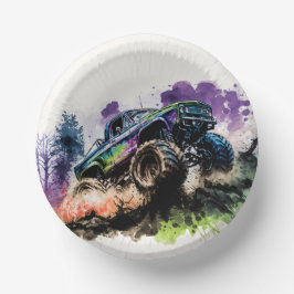 Cuencos De Papel Feliz cumpleaños Monster Camión Romper Crash Boy