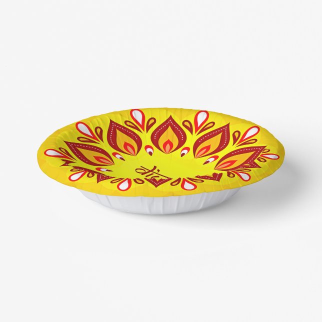 Cuencos De Papel Feliz Diwali añadir año rojo amarillo (Angular)