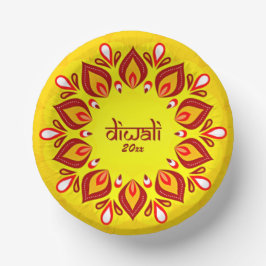 Cuencos De Papel Feliz Diwali añadir año rojo amarillo