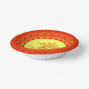 Cuencos De Papel Feliz Diwali Naranja Cream Mandala Moderno