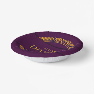 Cuencos De Papel Feliz Diwali Purple Gold Elegant