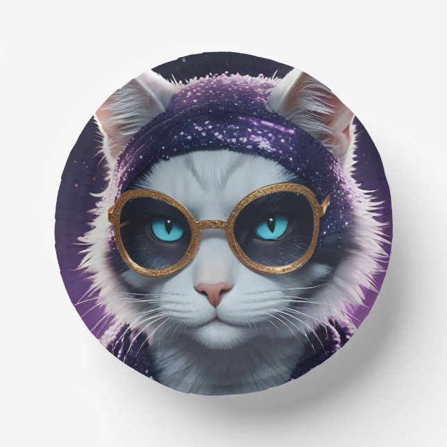 Cuencos De Papel Feliz fiesta de Año Nuevo - Gato disfrazado (Anverso)