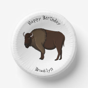 Cuencos De Papel Feliz ilustracion de búfalo de bisonte americano