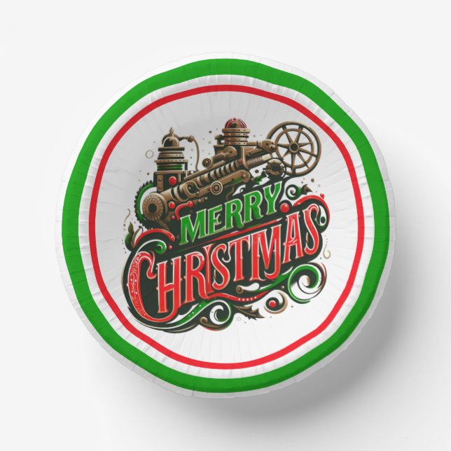 Cuencos De Papel Feliz Navidad steampunk (Anverso)
