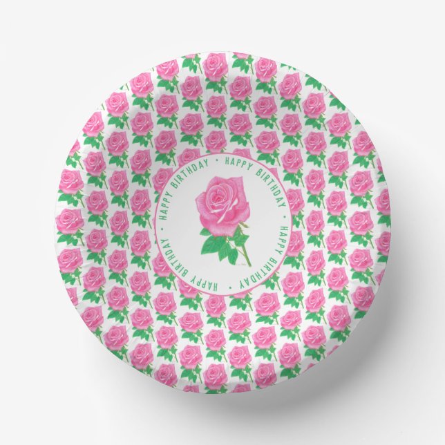 Cuencos De Papel Fichas de póquer de rosa rosa para cumpleaños (Anverso)