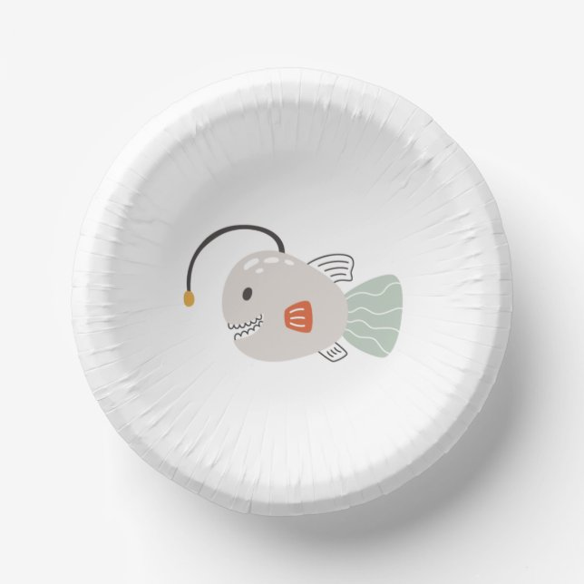 Cuencos De Papel Fiesta Bowl | Pescado angler (Anverso)