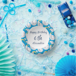 Cuencos De Papel Fiesta de cumpleaños azul y blanco de Albatross