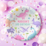 Cuencos De Papel Fiesta de cumpleaños de los dinosaurios rosados<br><div class="desc">Bolas de papel de cumpleaños de dinosaurios rosados Todos los diseños son © PIXEL PERFECTION FIESTA LTD</div>