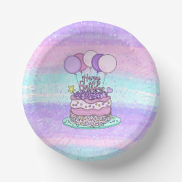 Cuencos De Papel Fiesta de cumpleaños feliz rosa y morado