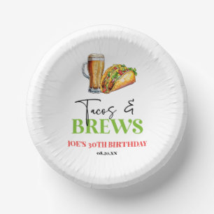 Cuencos De Papel Fiesta de cumpleaños "Tacos y Cervezas"
