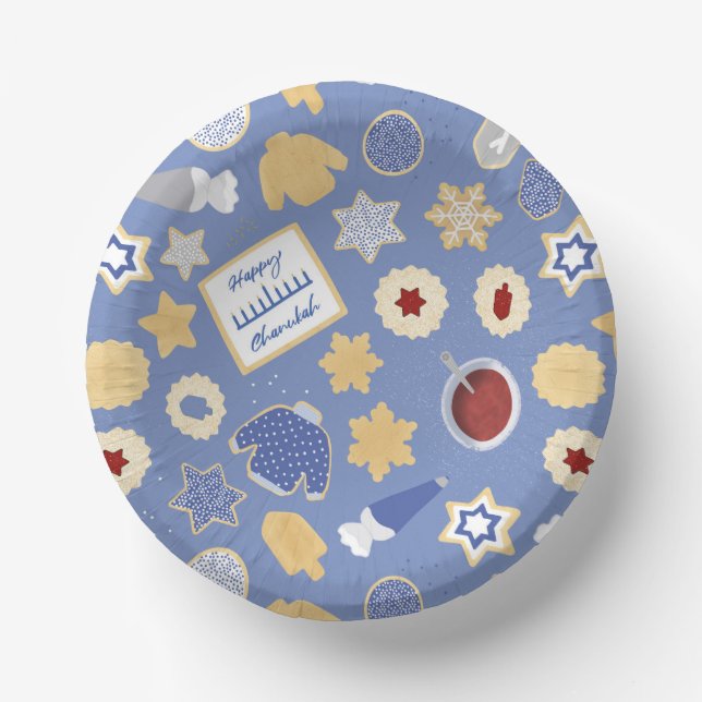 Cuencos De Papel Fiesta de la cookie de Chanukah (Anverso)