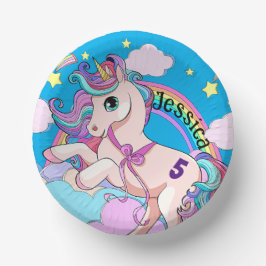 Cuencos De Papel Fiesta de unicornio mágico invita a colorear en co
