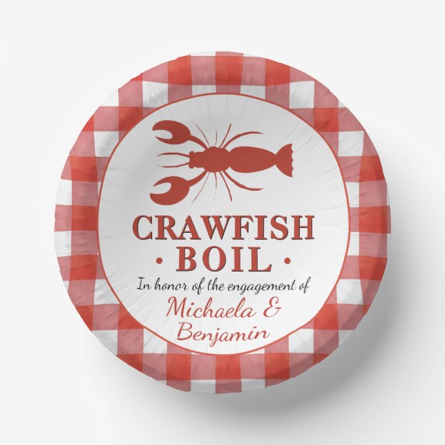 Cuencos De Papel Fiesta Red Picnic Crawfish Boil Seafood Compromiso (Anverso)