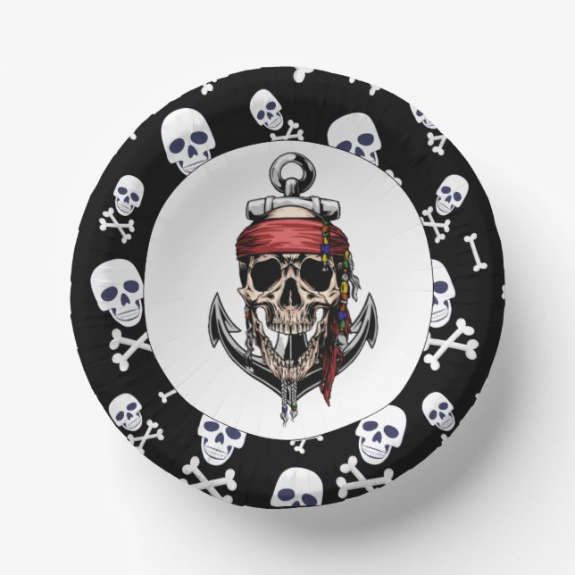 Cuencos De Papel Fiesta temática pirata adulto NAUTICAL (Anverso)