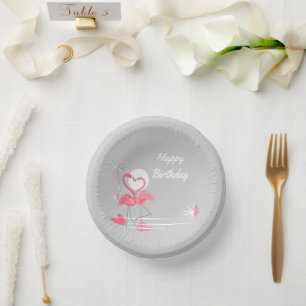 Cuencos De Papel Flamingo Love Happy Birday