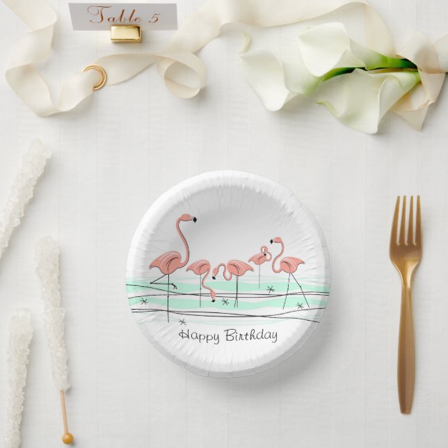 Cuencos De Papel Flamingo Ocean Group Feliz cumpleaños (Boda)