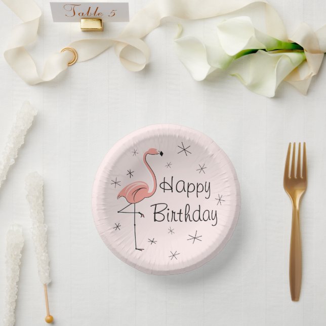 Cuencos De Papel Flamingo Pink Happy Birday (Boda)