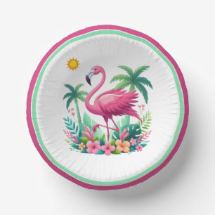 Cuencos De Papel Flamingo rosa de Florida/Tropical