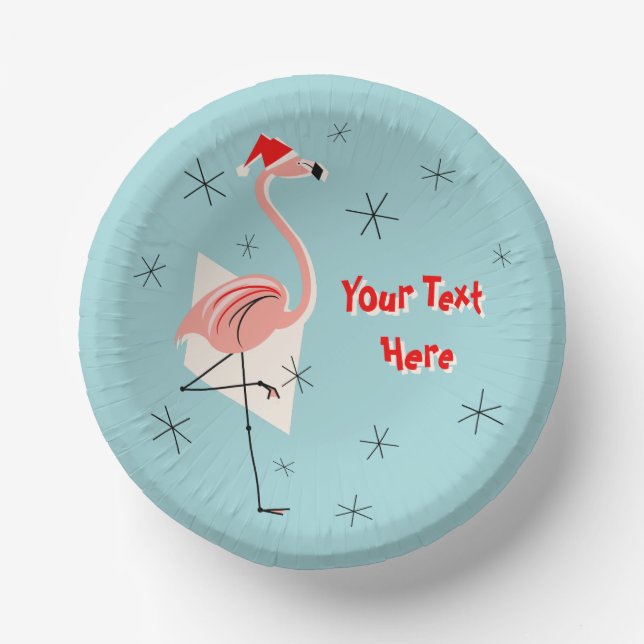 Cuencos De Papel Flamingo Santa Blue Textos (Anverso)