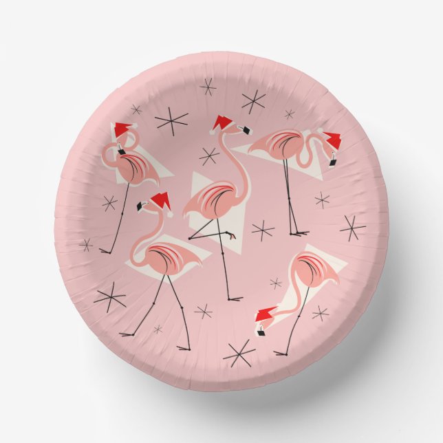 Cuencos De Papel Flamingo Santas Rosa (Anverso)