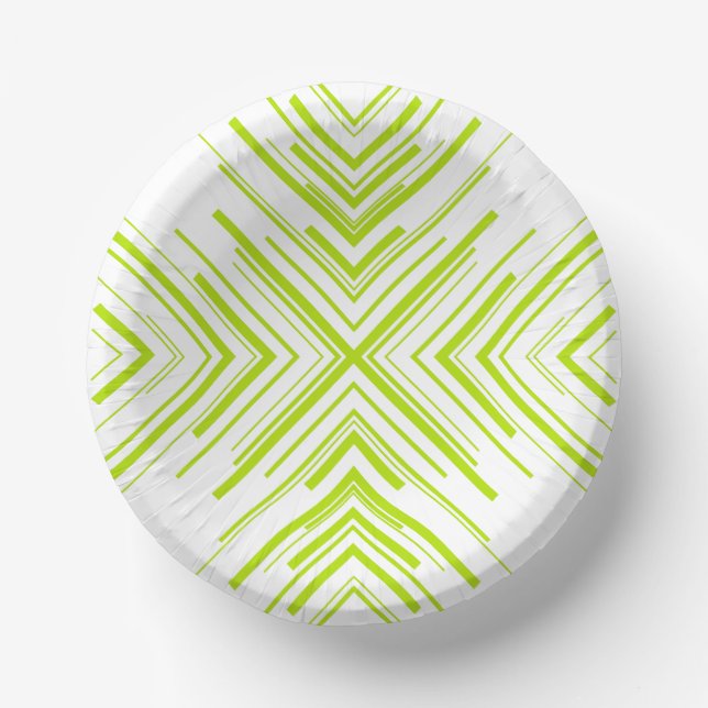 Cuencos De Papel Flechas en verde lima y blanco (Anverso)