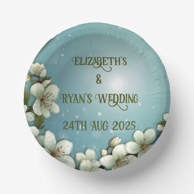 Cuencos De Papel Flor de cerezo caprichosa con espárragos (Anverso)