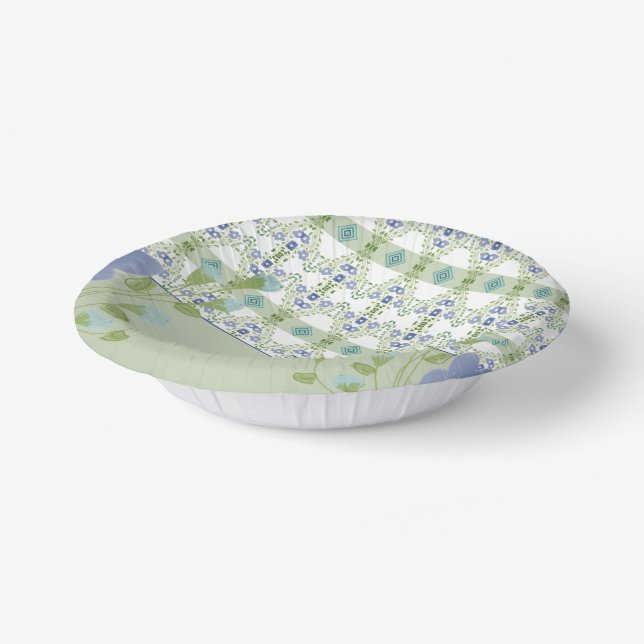 Cuencos De Papel Floral azul (Angular)