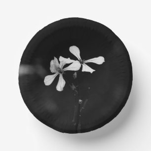Cuencos De Papel floral blanca y negra mínima