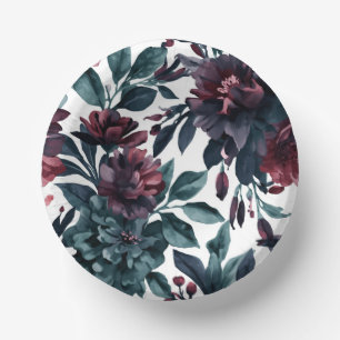 Cuencos De Papel Floral Botánica Acuarela Malhumorada Floral
