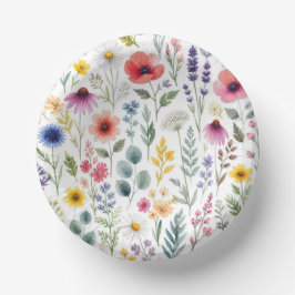 Cuencos De Papel Floral Botánico Pradera Acuarela Flor Silvestre