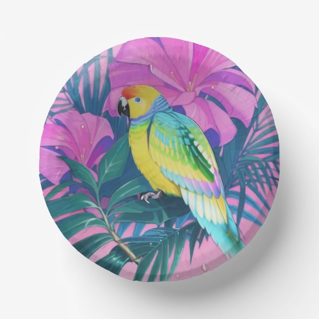 Cuencos De Papel Floral/hawaiano/tropical/loro (Anverso)