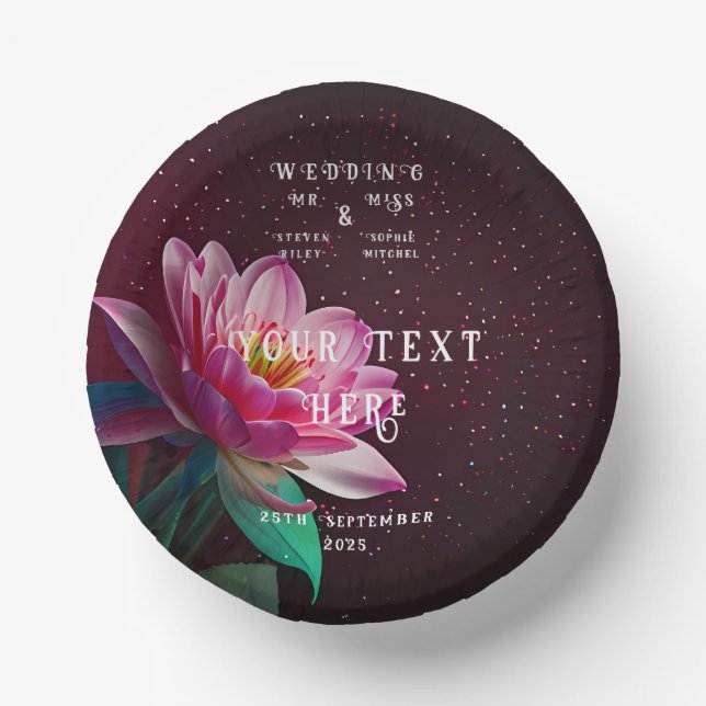 Cuencos De Papel Floral Lotus Boda Suite | Starry Night Romance (Anverso)
