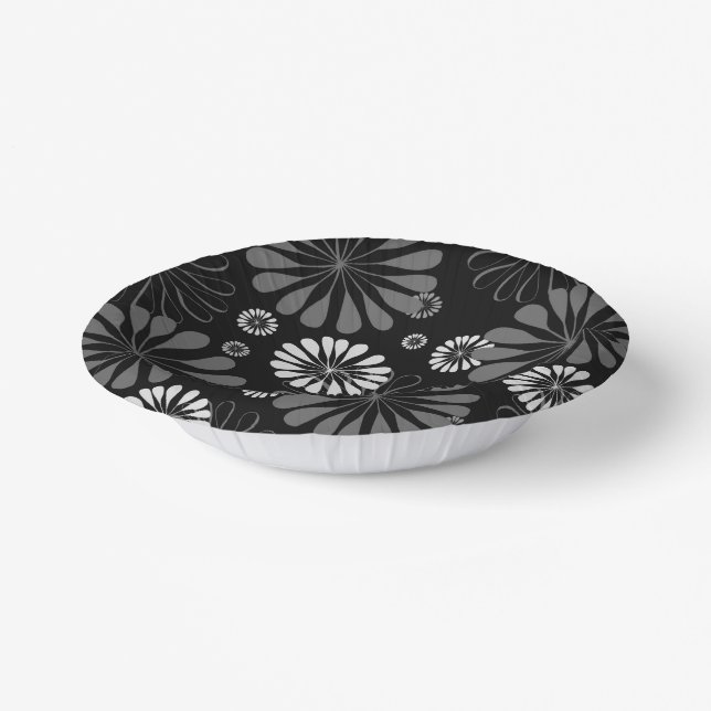 Cuencos De Papel Floral Retro en Blanco y Negro (Angular)
